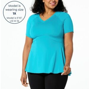 Copper Life 3XL Tahitian Teal C A Line Short Sleeve Shirt Copper Zinc Infused